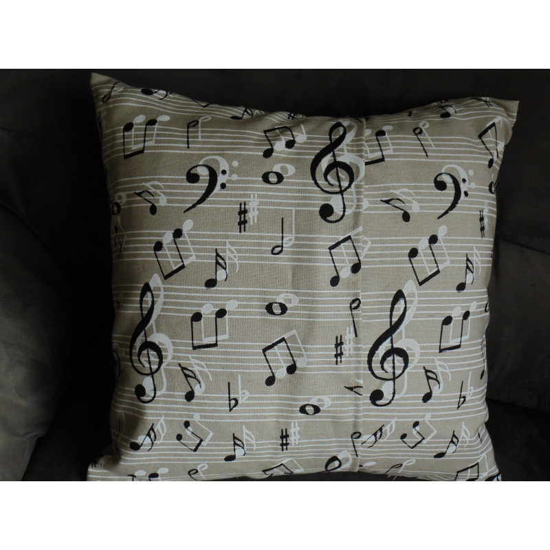 2 Housses De Coussin 50x70 Cm Noir Et Blanc Motif Musique - Velours, Imperméables, Fermeture Invisible