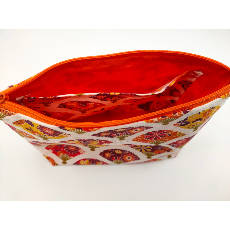 Pochette coton motif éventail orange, intérieur