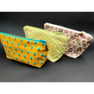 Pochettes en tissu enduit jaune vert taupe