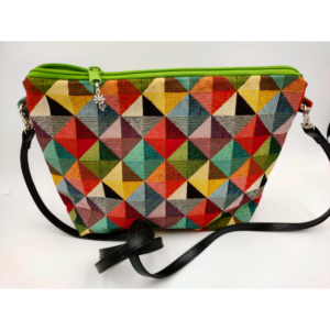 Sac bandoulière en tissu motifs triangles colorés Les sacs de Cath