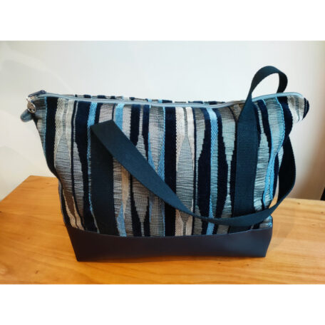 Sac femme velours bleu grand format