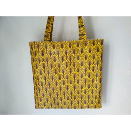 Tote bag moutarde avec motifs en forme de feuilles