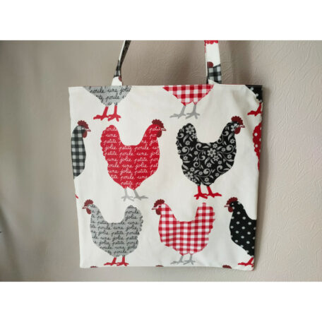 Tote bag motifs poules imperméable et réversible