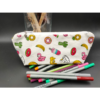 Trousse blanche motif glace bouée fruit en tissu enduit imperméable